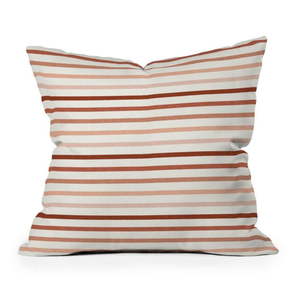 Deny Designs - 18" x 18" Little Arrow Design Co. Terracotta Strip Beige